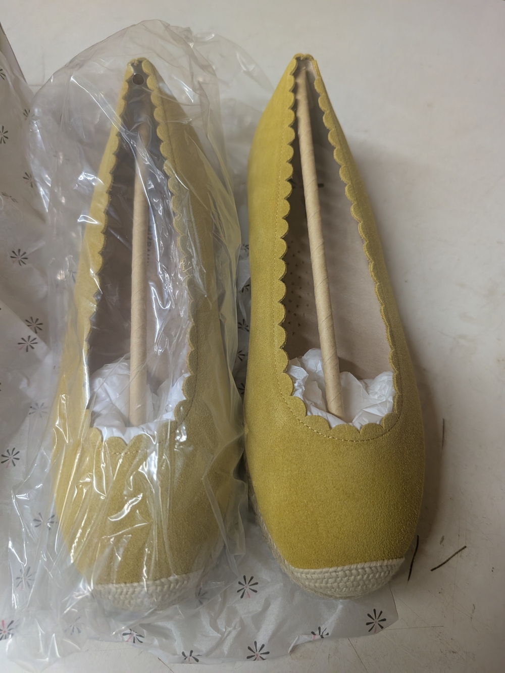 Women’s Yellow Scalloped Espadrille Flats
